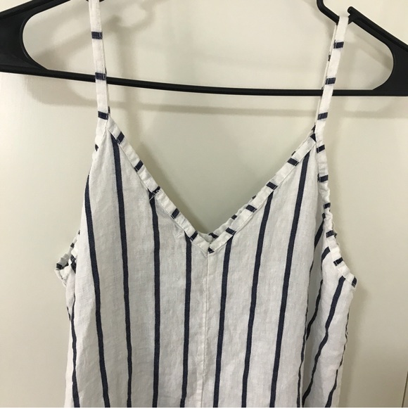 Terzo Millenio 100% linen stripe spaghetti strap maxi dress - Picture 6 of 10